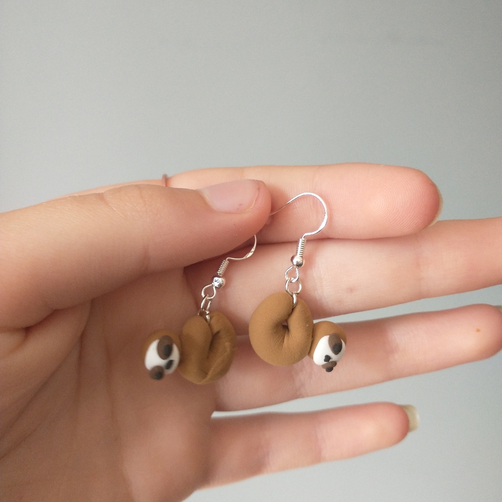 Clay Sloth Handmade Earrings